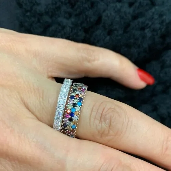 Sterling Silver Wedding Eternity Band